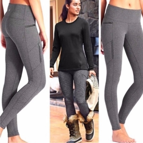 Athleta Sly Drifter Gray Herringbone Leggings S - Picture 4 of 8